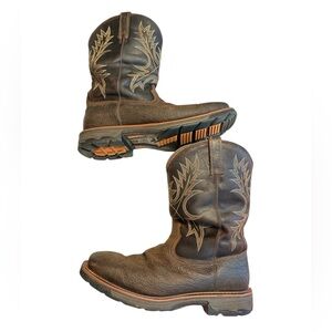 Ariat Work Waterproof Western Boots Mens 13 EE Brown Leather Square Toe